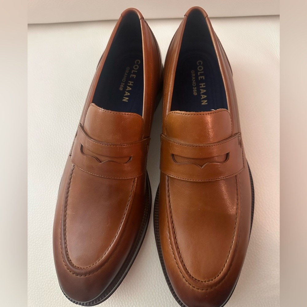 New Cole Haan Men's Tan Leather Slip-Ons